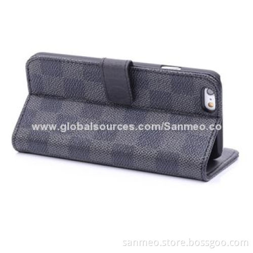 Leather case for iPhone 6, comfortable waterproof, trellis design wallet with photo frameNew